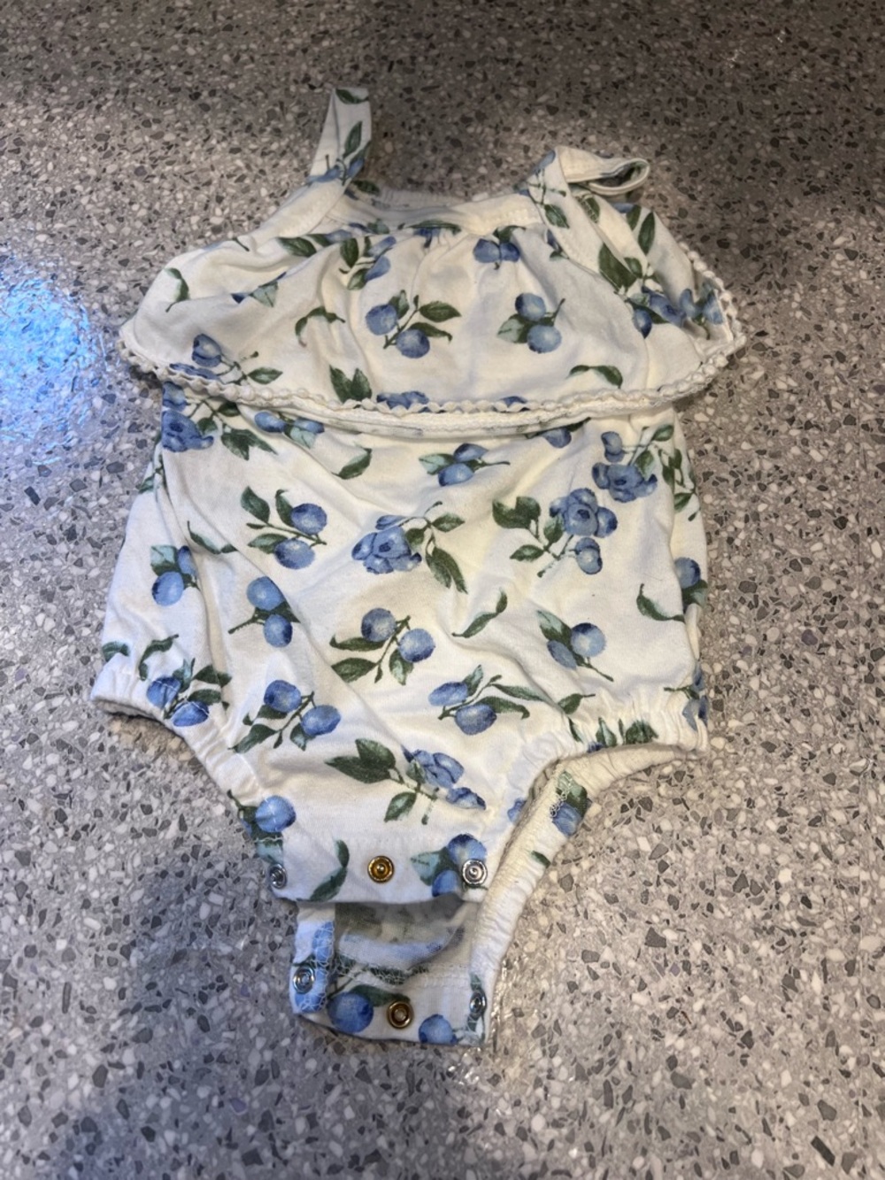 Jessica Simpson Blue and Green Floral Baby Romper